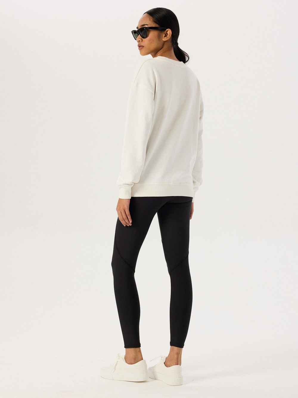 Dikişli Yüksek Bel Tayt - Siyah