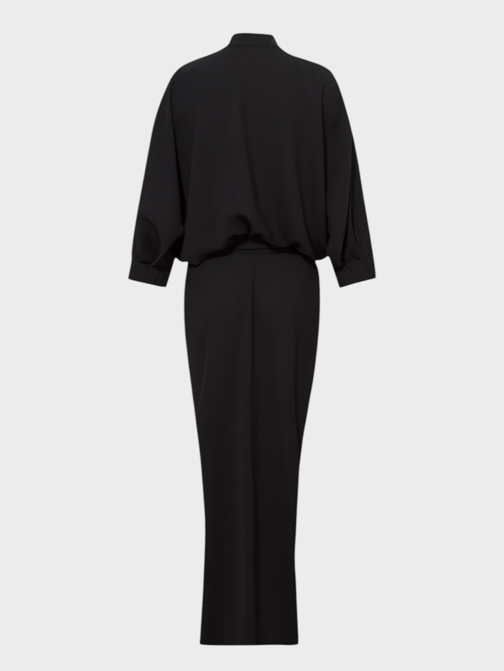 Eteği Süs Düğmeli Büzgülü Elbise - Siyah