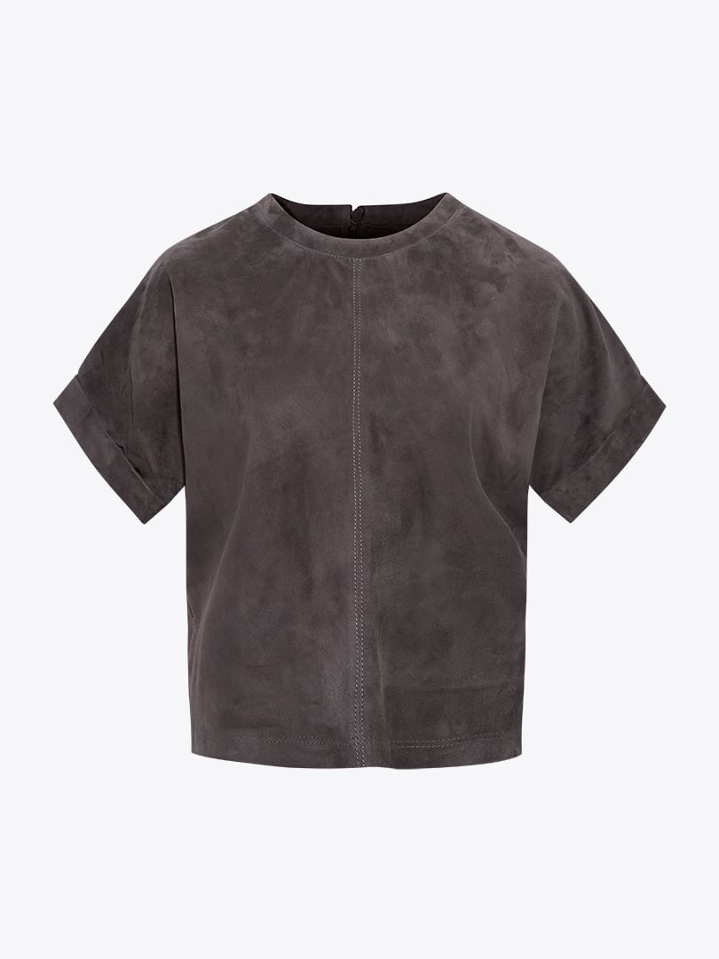 Güderi Sıfır Yaka T-Shırt - Antrasit