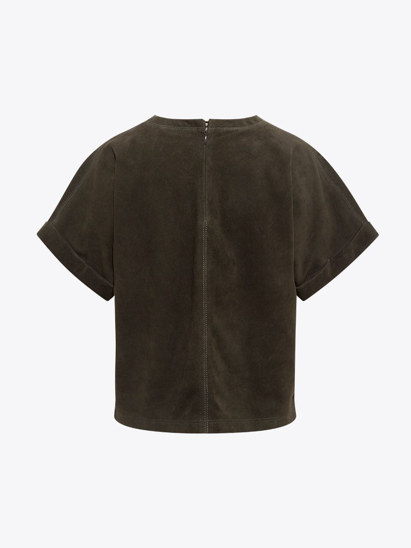 Güderi Sıfır Yaka T-Shırt - Haki