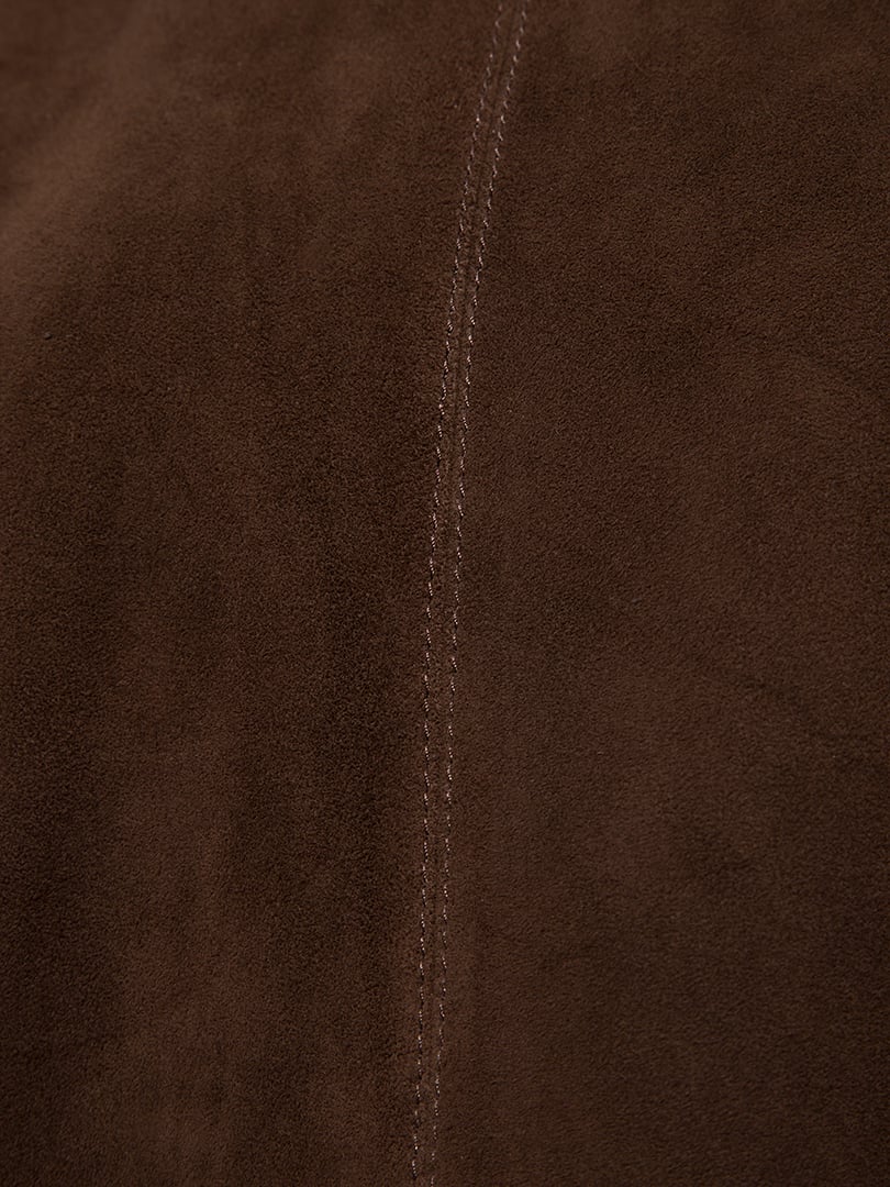 Güderi Sıfır Yaka T-Shırt - Kahve