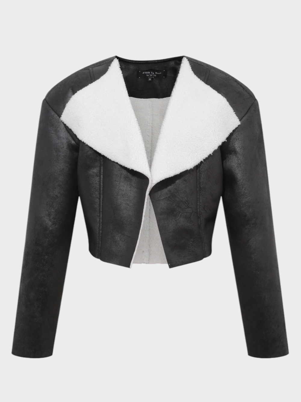 İçi Kürklü Deri Crop Ceket - Siyah