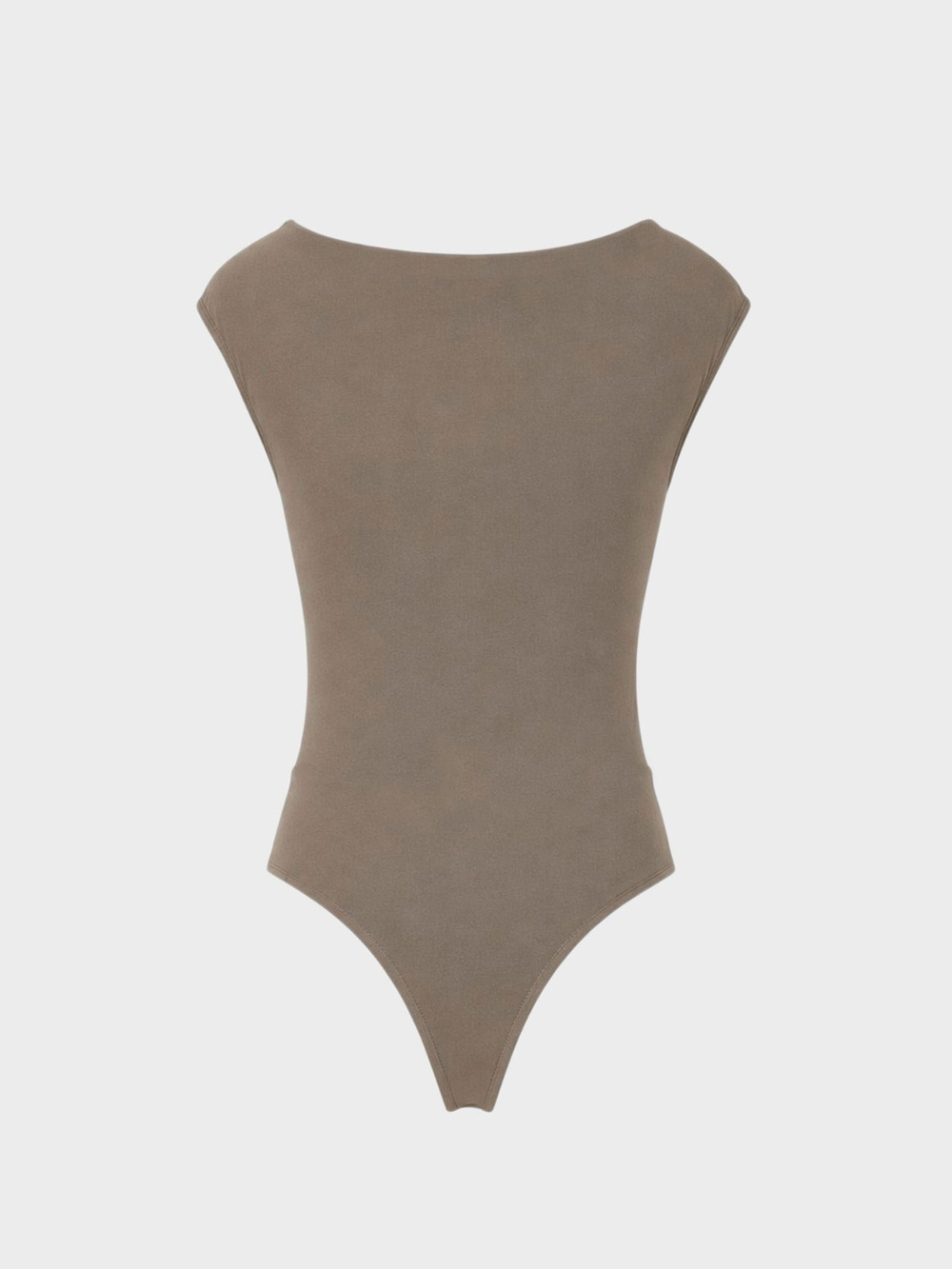 Asimetrik Yaka Detaylı Body - Vizon