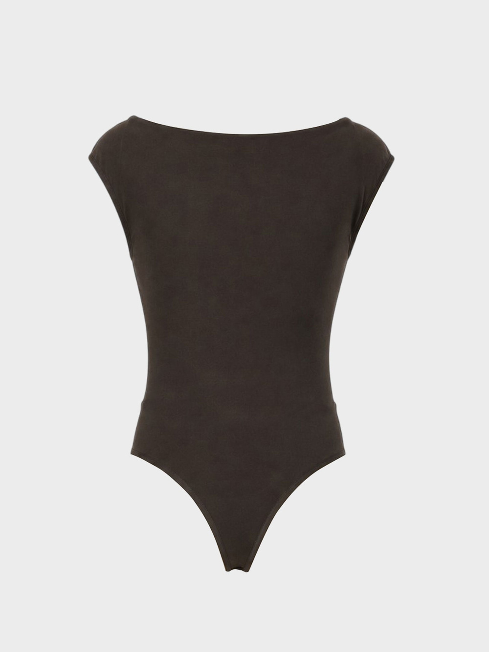 Asimetrik Yaka Detaylı Body - Kahve