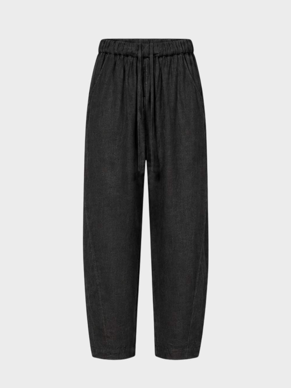 Baggy Fit Keten Pantolon - Siyah