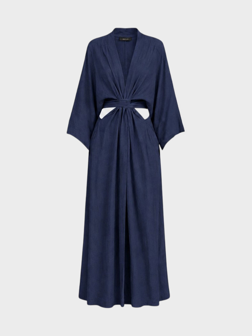 Beli Bağlama Detaylı Keten Kimono - İndigo