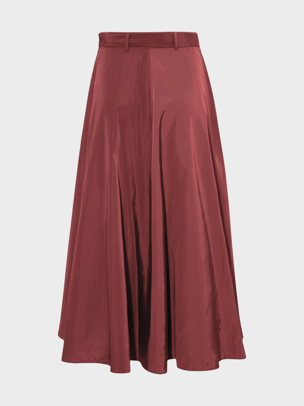 Beli Kuşaklı Fermuarlı Yırtmaç Detaylı Cepli Etek - Bordo