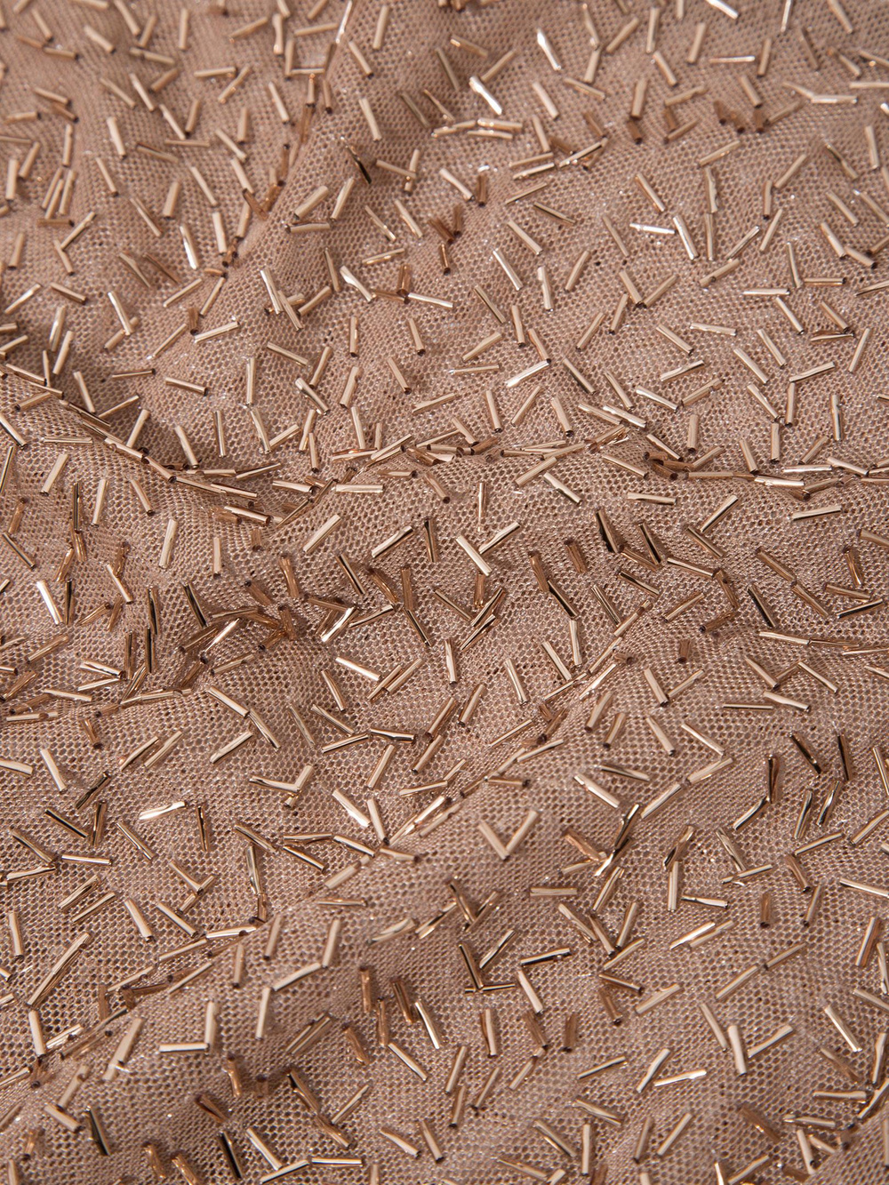 Bisiklet Yaka Boncuk Taş Detaylı  Uzun Kollu Transparan Bluz - Bakır