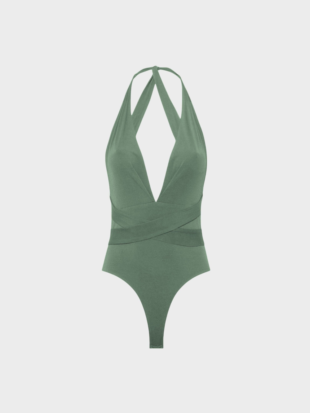 Derin Dekolteli İkonik Body - Haki