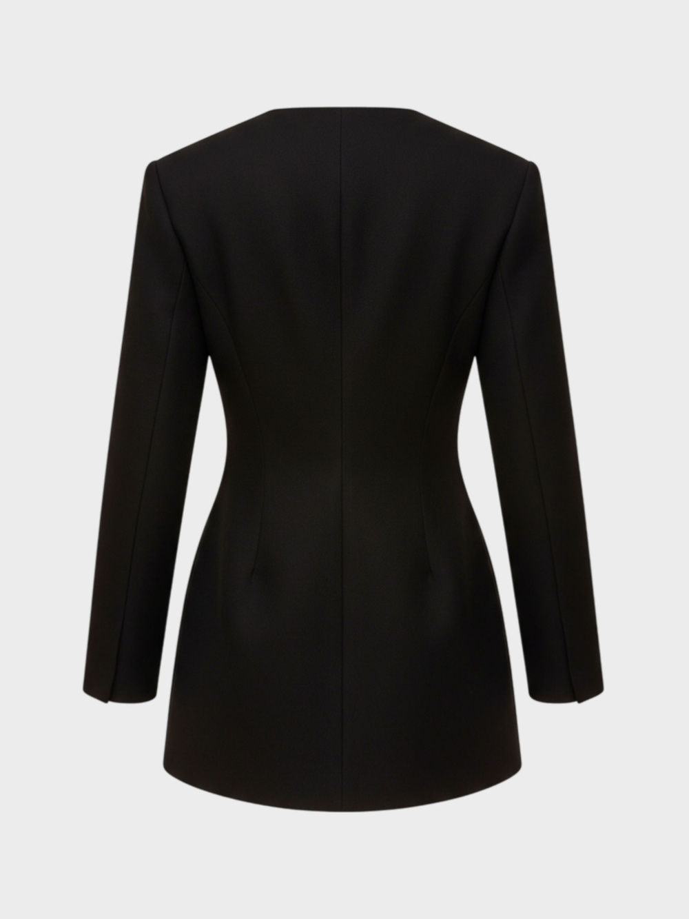 Düğme Detaylı ve Dik Omuzlu Ceket Elbise - Siyah