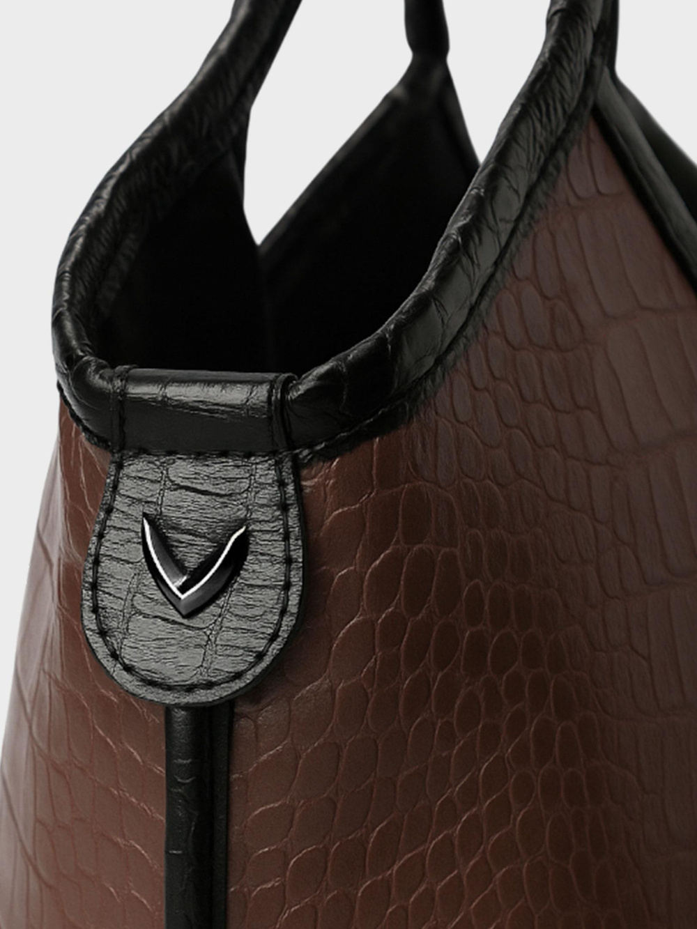 Form Croco Tote Çanta - Kahve