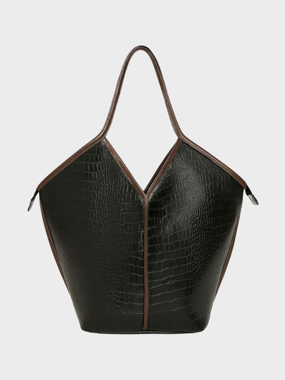 Form Croco Tote Çanta - Siyah