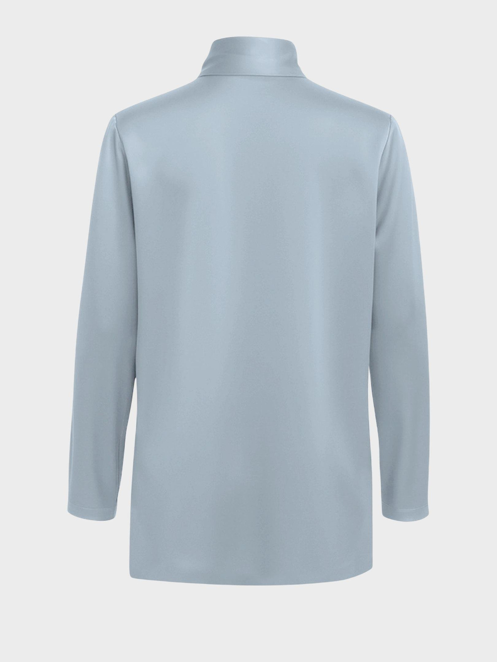 Fular Yaka Saten Gömlek Bluz - Mavi