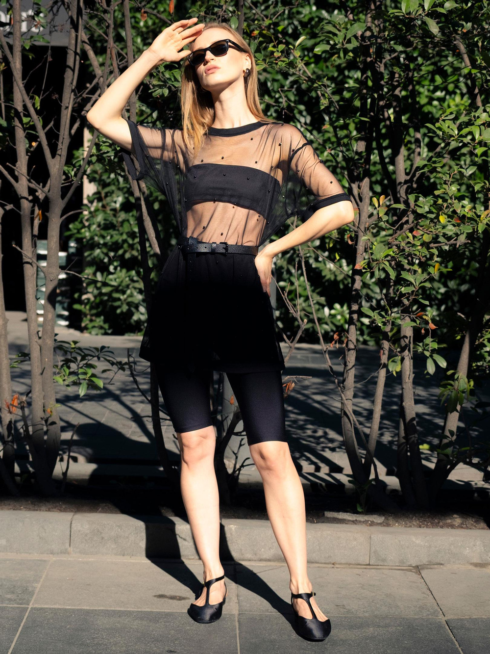Kısa Biker Tayt - Siyah