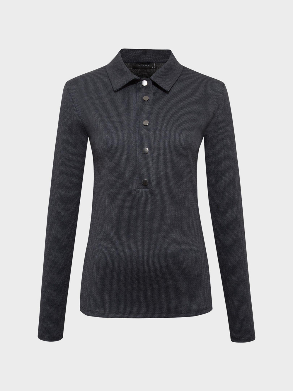 Klasik Yaka Çıtçıt Detaylı Uzun Kollu Bluz - Lacivert