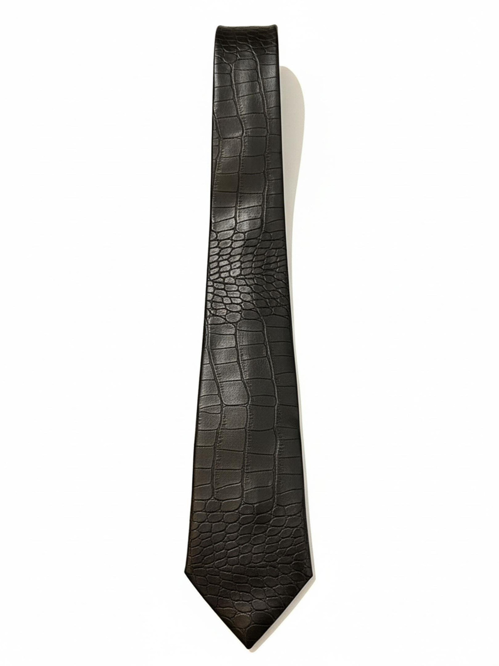 Kroko Deri Kravat - Siyah