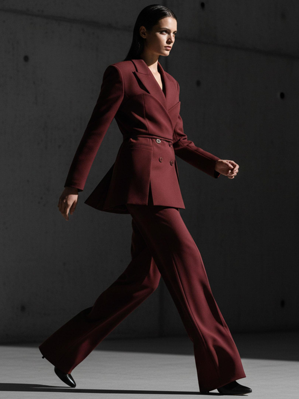 Kuşaklı ve Modüler Büstiyer Detaylı Blazer Ceket - Bordo