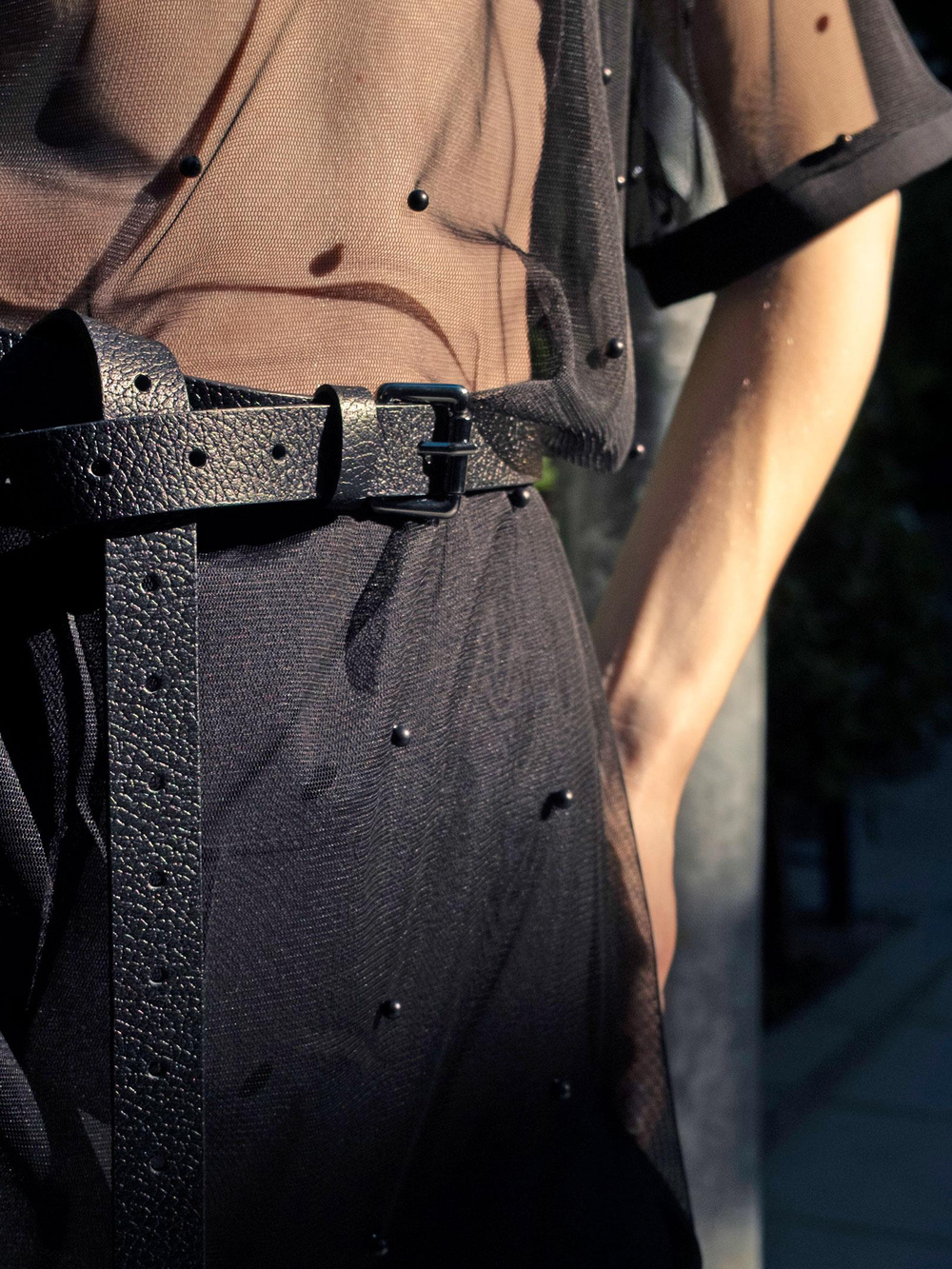 Nikel Kaplama Kare Metal Tokalı İnce Deri Kemer- Siyah