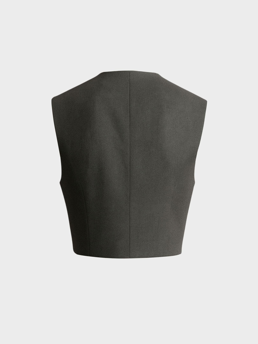 Omuzları Vatka Detaylı Crop Yelek - Gri