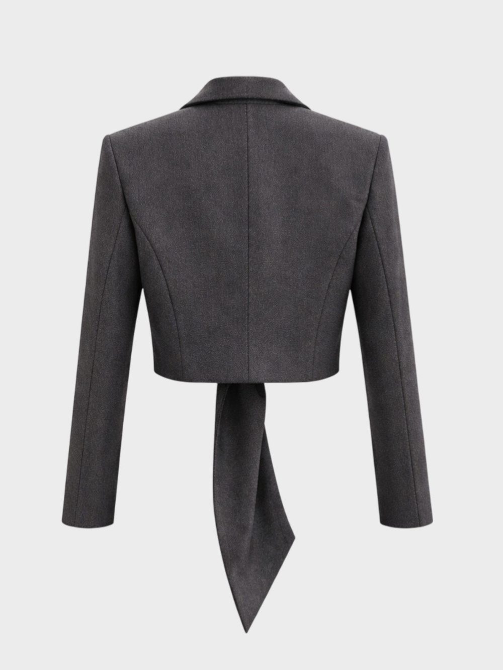 Önden Bağlama Detaylı Uzun Kollu Fit Ceket - Gri