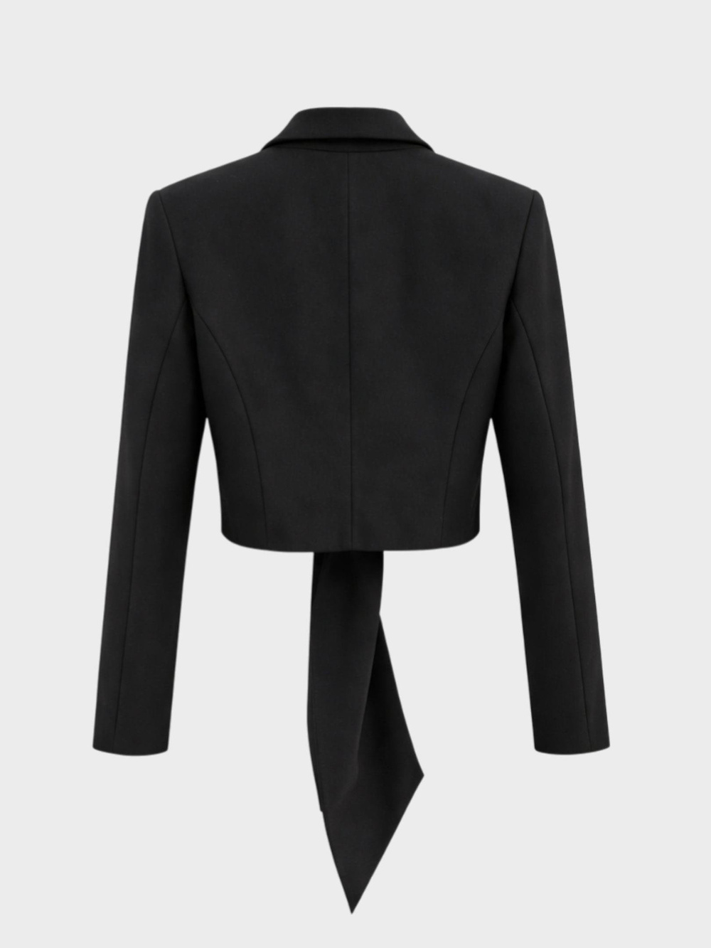 Önden Bağlama Detaylı Uzun Kollu Fit Ceket - Siyah