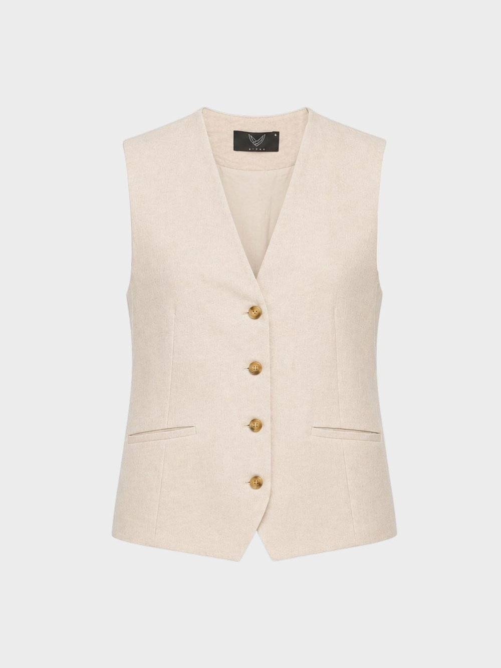 Oversize Keten Yelek - Bej