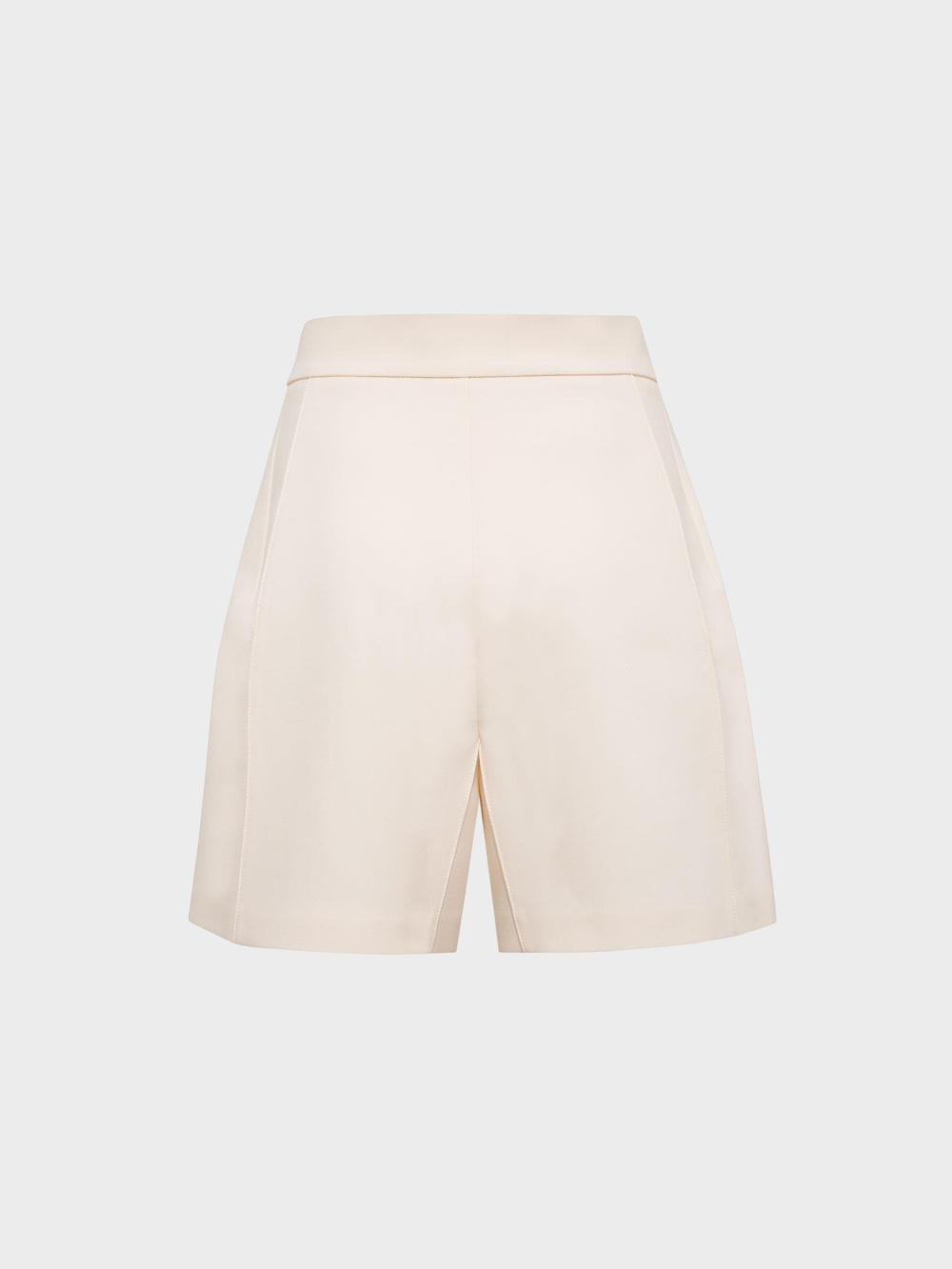Yüksek Belli Nervür Dikişli Bol Paçalı Pile Detaylı Şort - Ekru