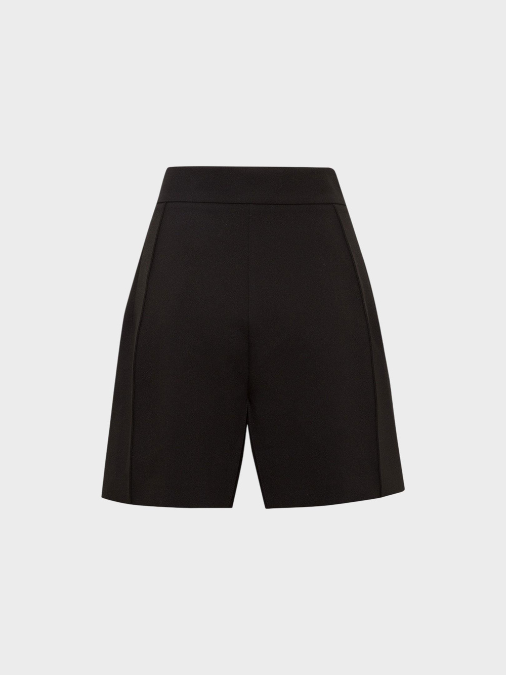 Yüksek Belli Nervür Dikişli Bol Paçalı Pile Detaylı Şort - Siyah