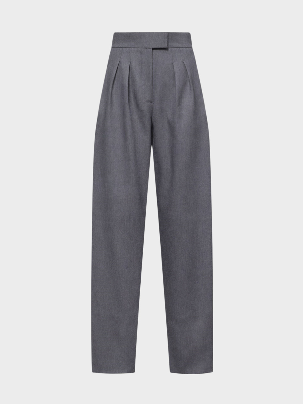 Yüksek Belli Nervür Dikişli Bol Paçalı Maxi Boy Pileli Pantolon - Gri