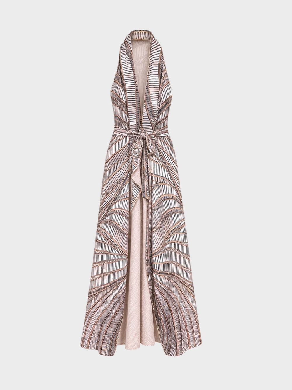 Halter Askı Detaylı Kimono - Desenli