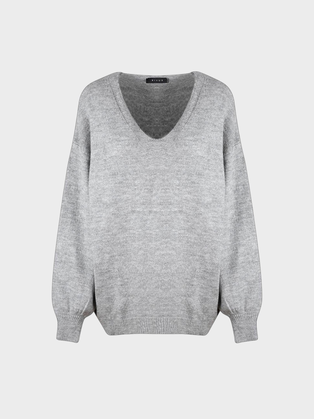 V Yaka Oversize Triko Kazak - Gri