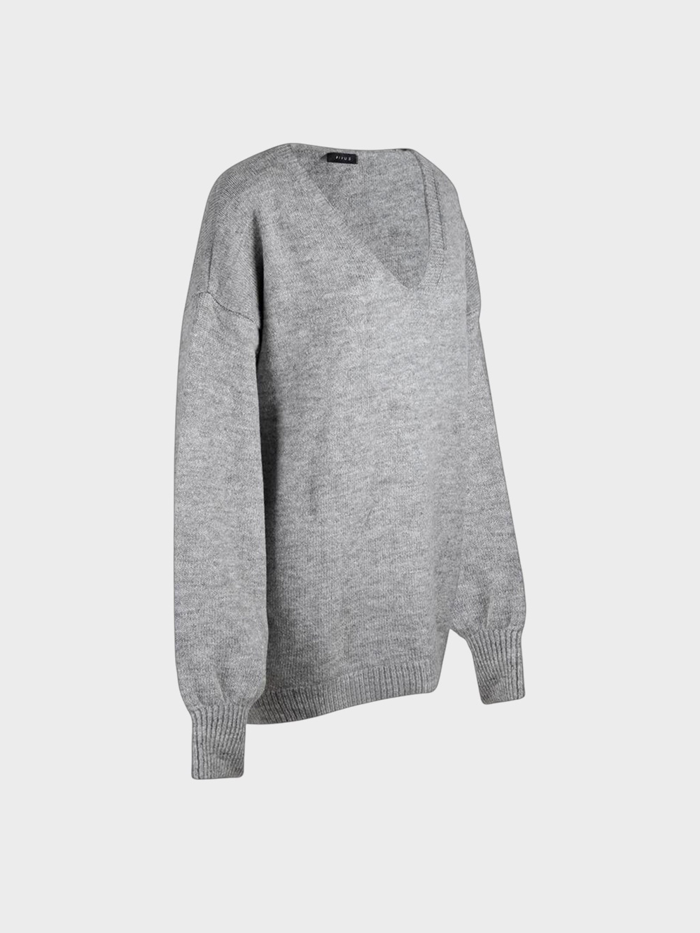 V Yaka Oversize Triko Kazak - Gri