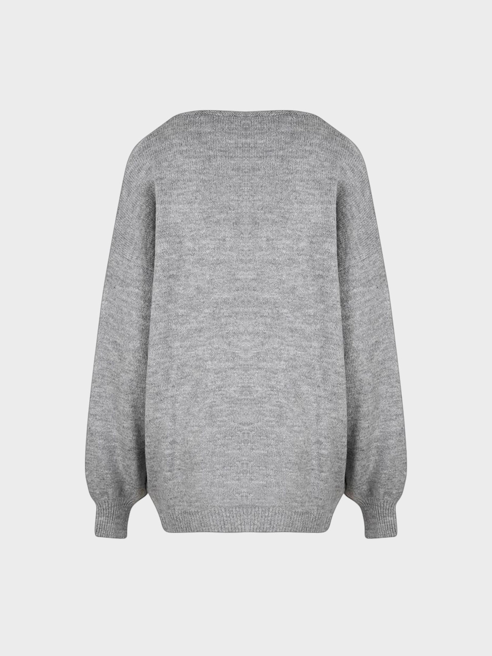 V Yaka Oversize Triko Kazak - Gri