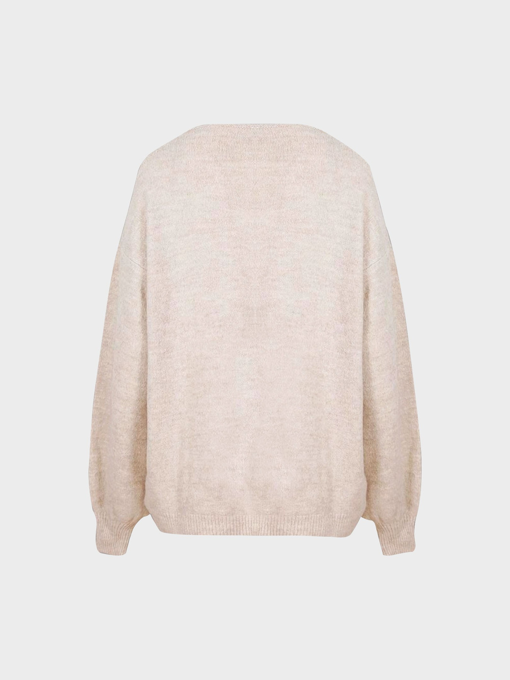 V Yaka Oversize Triko Kazak - Vizon