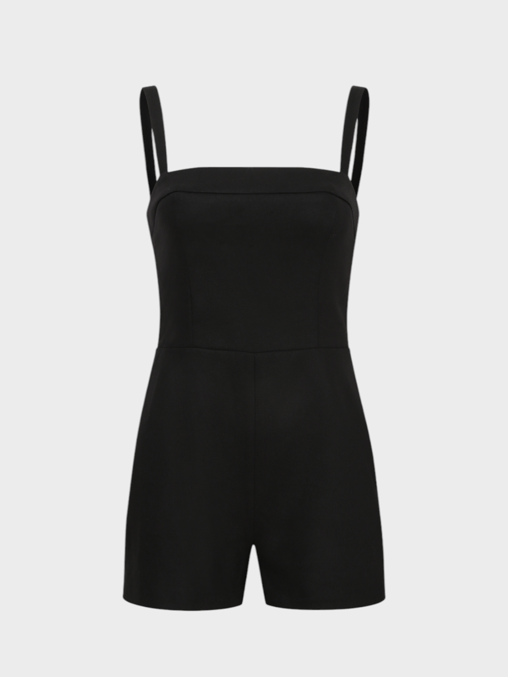 Kalın Askılı Şortlu Tulum - Siyah