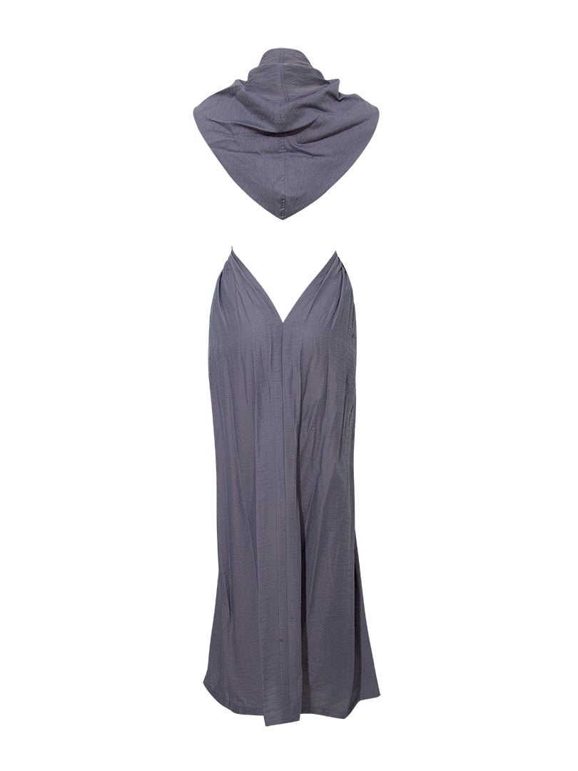 Kapüşonlu Uzun Kimono - Antrasit