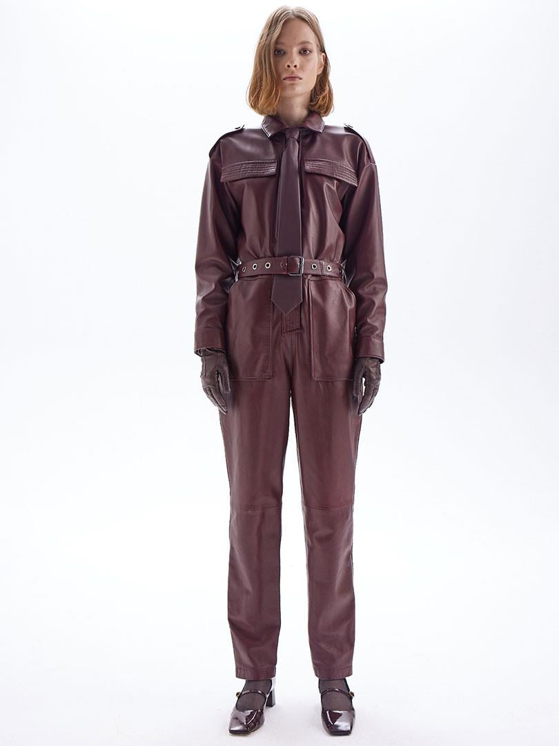 Kemerli Deri Tulum - Bordo