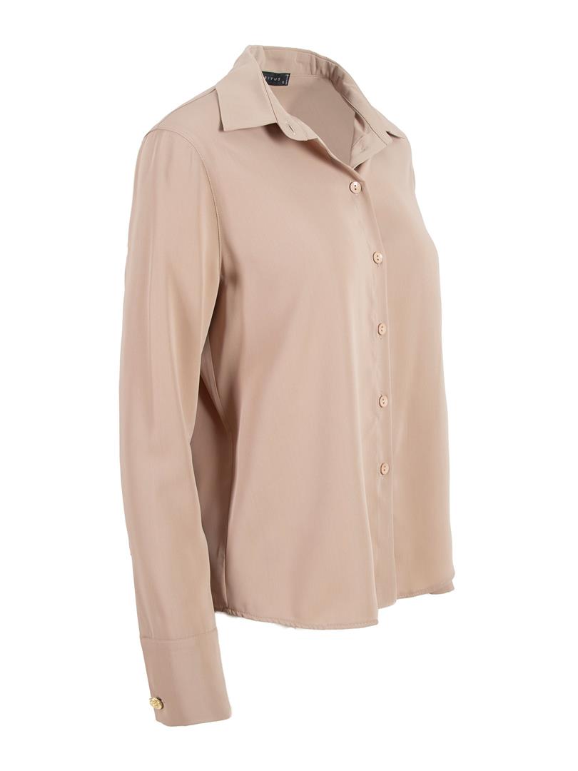 Kolları Düğme Detaylı Klasik Gömlek - Kahve