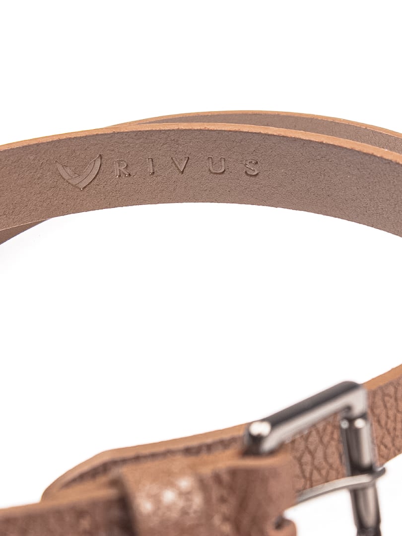 Nikel Kaplama Kare Metal Tokalı İnce Deri Kemer- Karamel