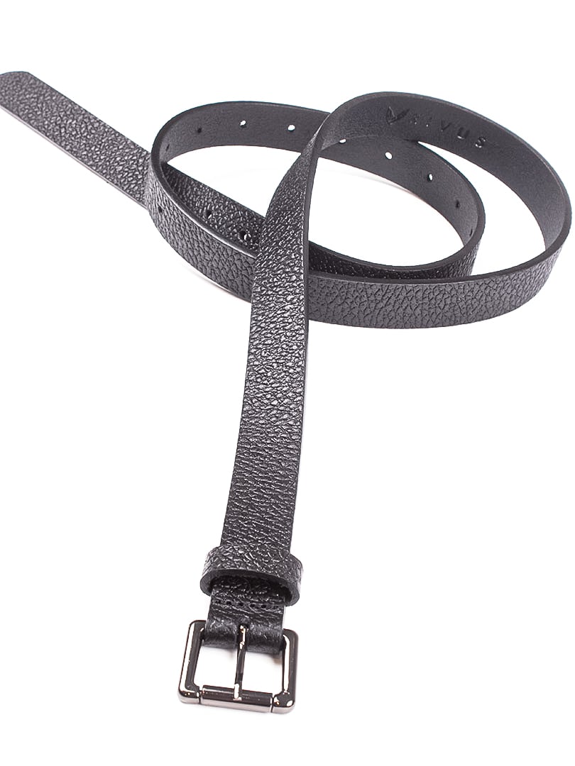 Nikel Kaplama Kare Metal Tokalı İnce Deri Kemer- Siyah