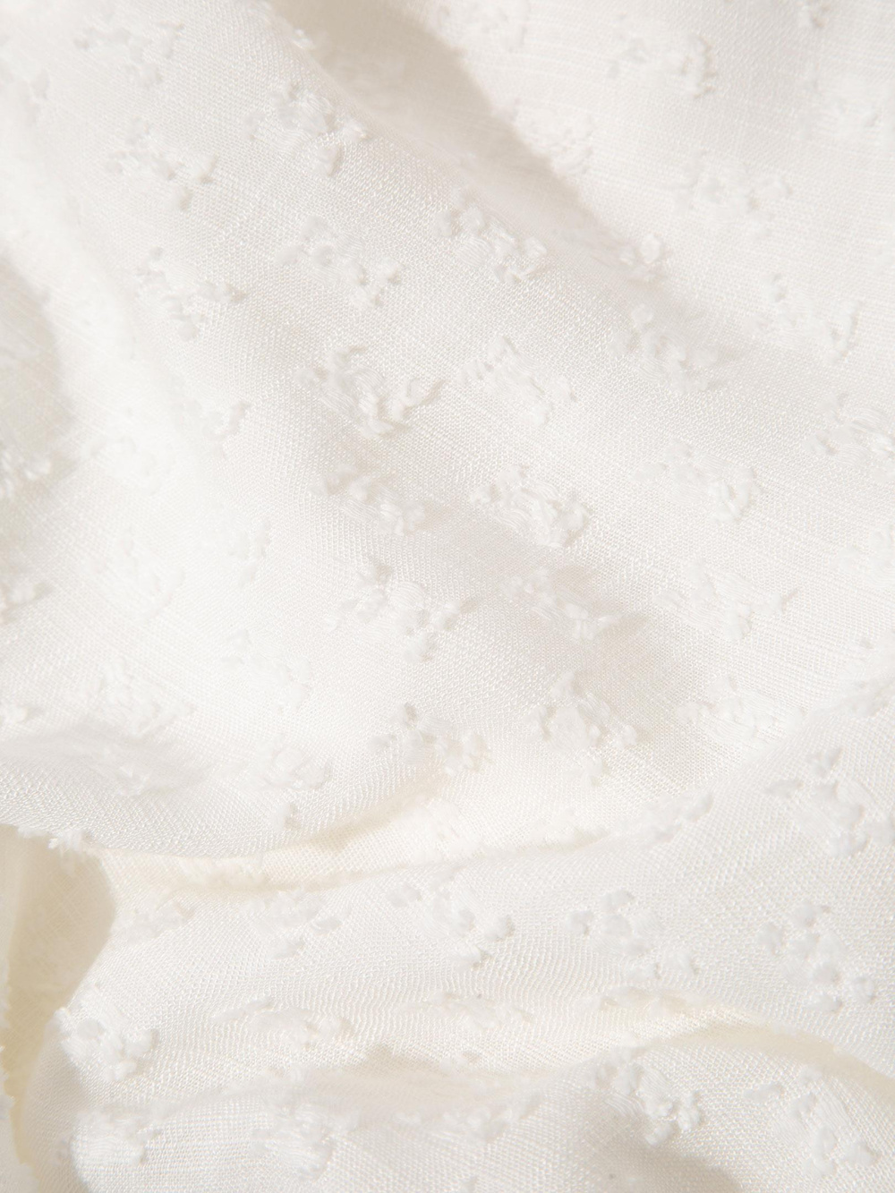 Kumaşı Dokulu ve Beli Bağlama Detaylı Kimono - Beyaz
