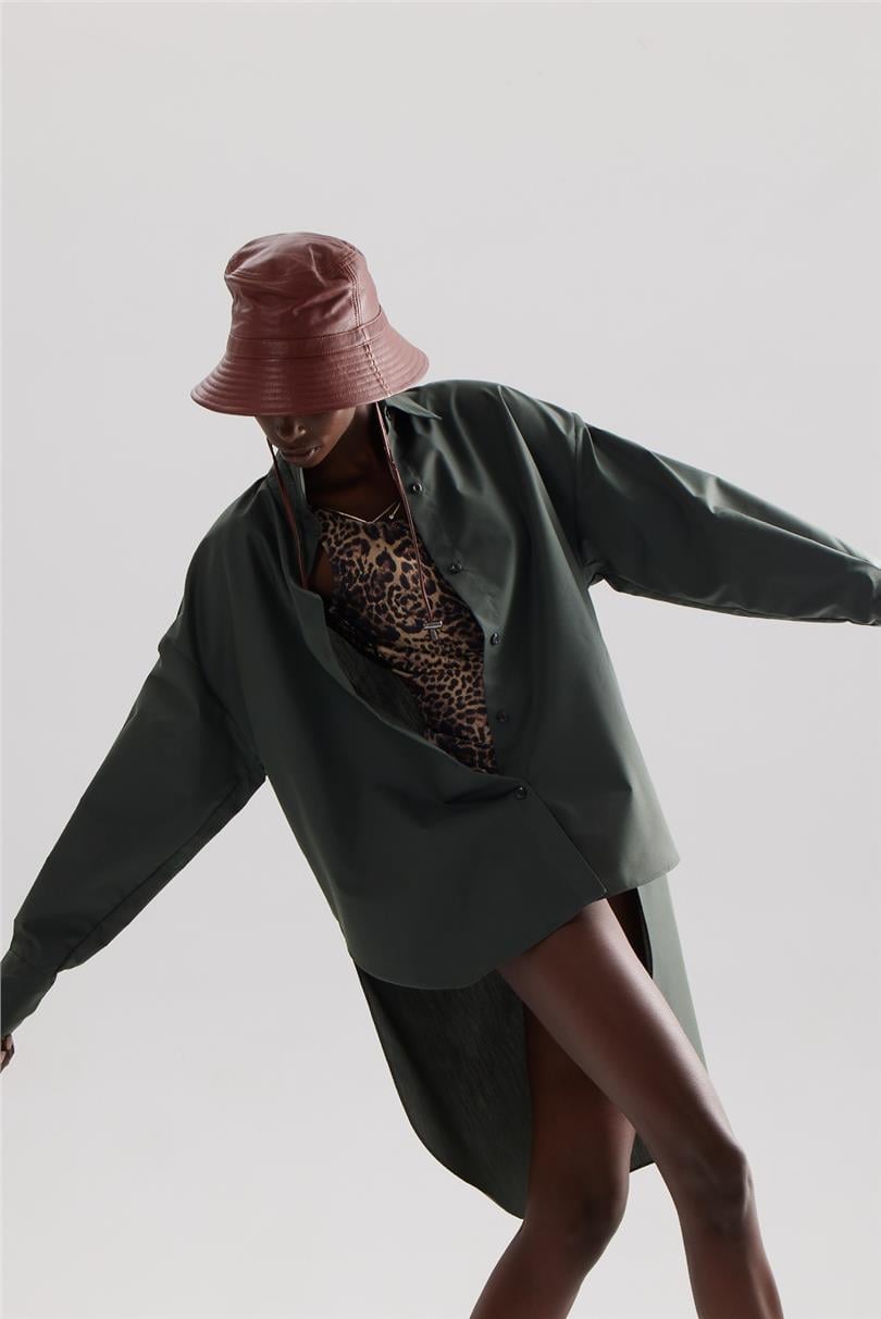 Deri Yuvarlak Şapka - Bordo