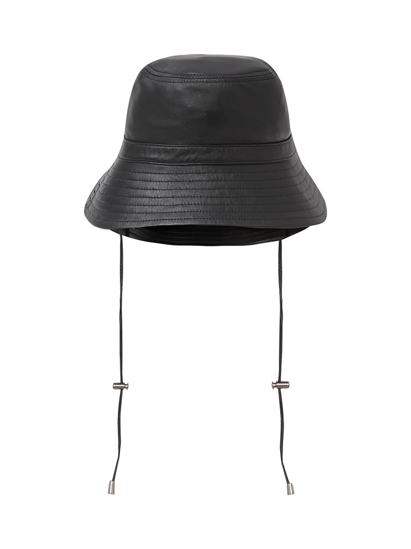 Deri Yuvarlak Şapka - Siyah