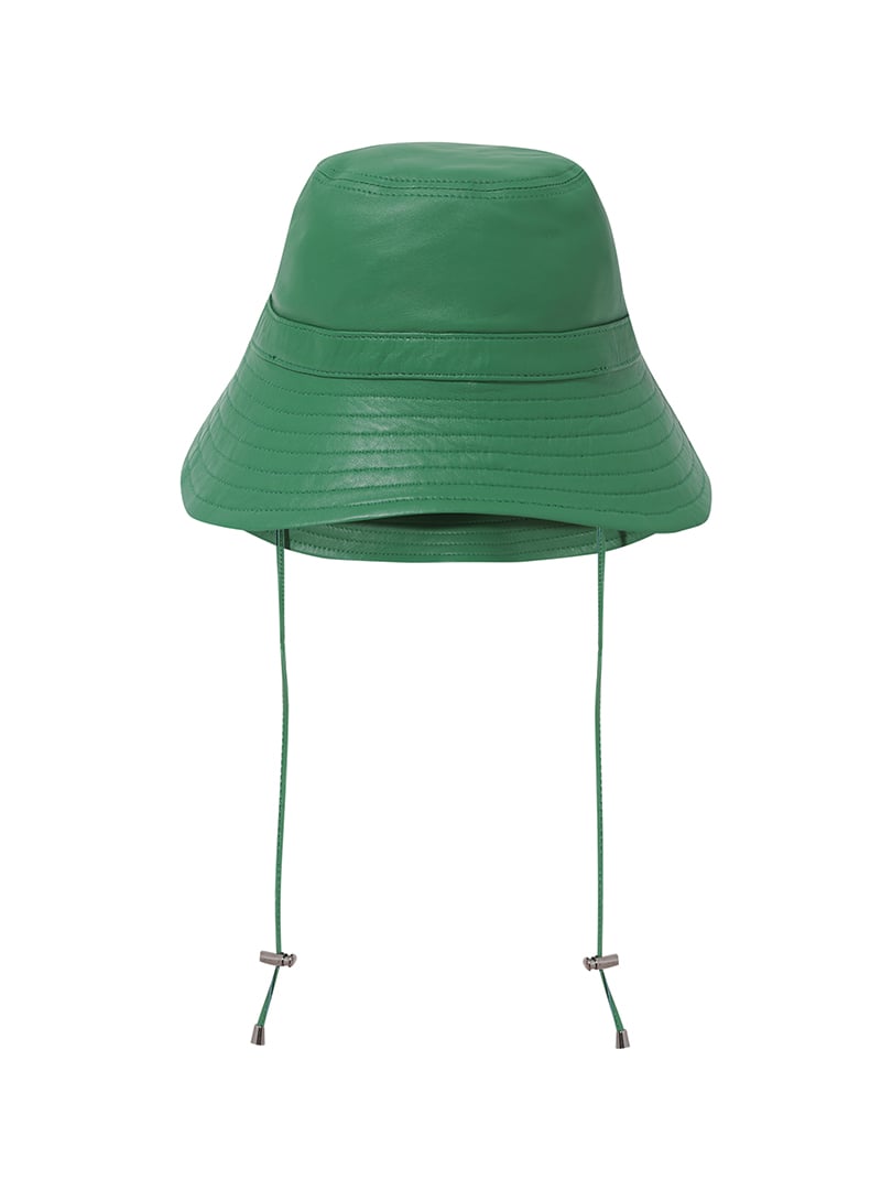 Deri Yuvarlak Şapka - Yeşil