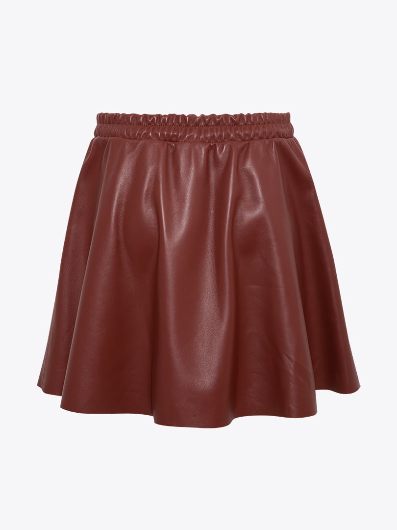 Mini Deri Etek - Bordo