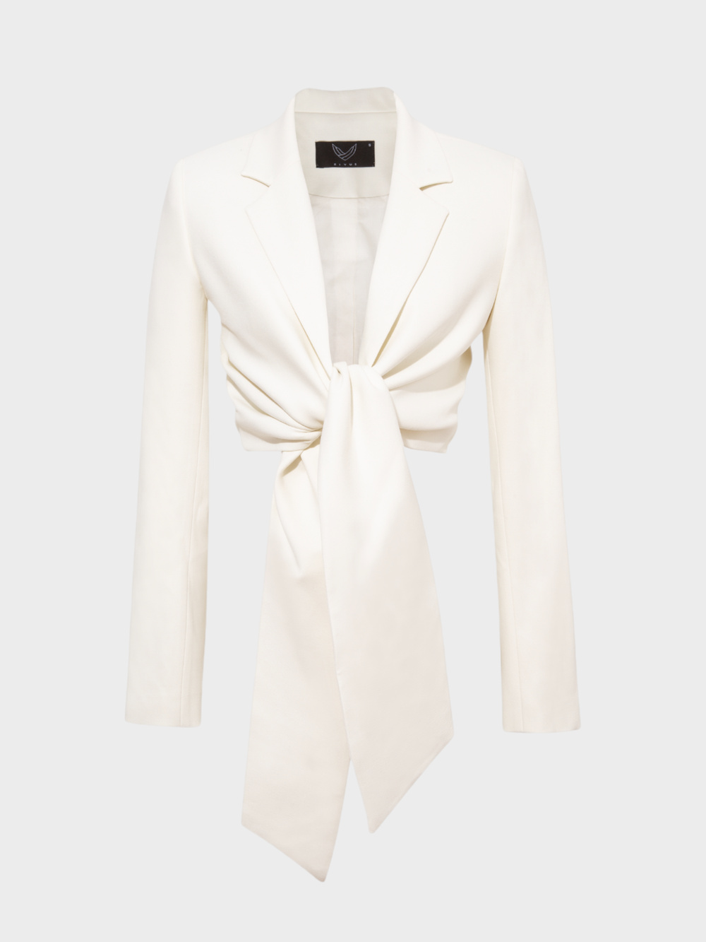 Önden Bağlama Detaylı Uzun Kollu Crop Ceket - Ekru