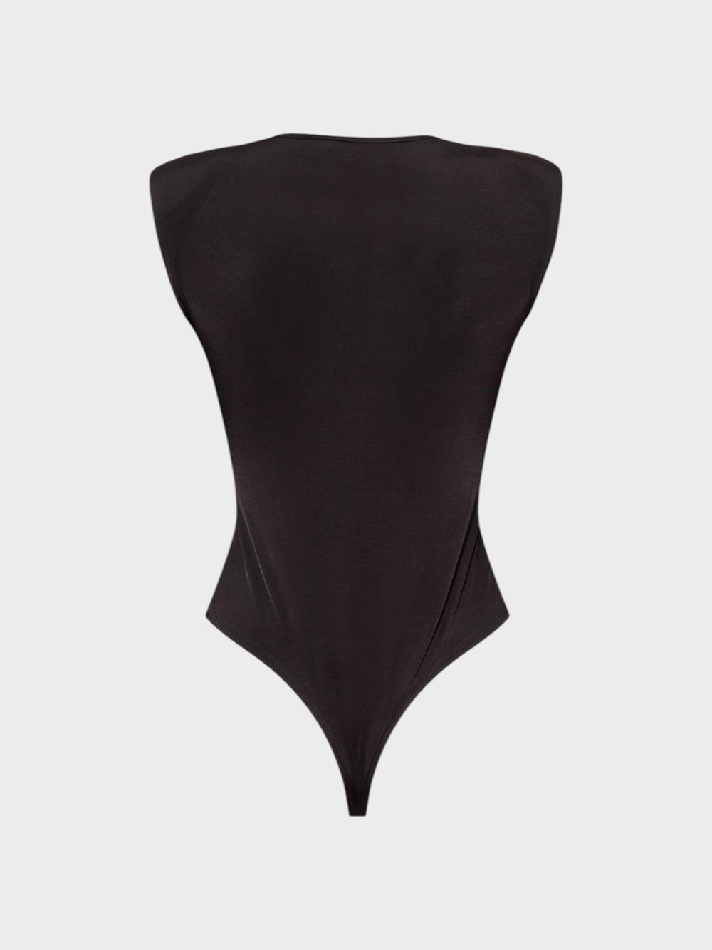 Önü Burgu ve Omuzları Vatka Detaylı Kolsuz İkonik Body - Siyah