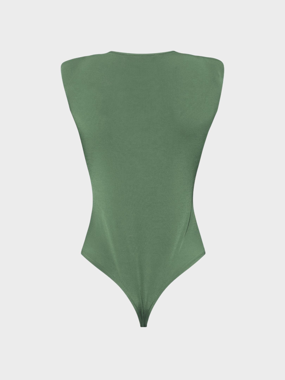 Önü Burgu ve Omuzları Vatka Detaylı Kolsuz İkonik Body - Haki