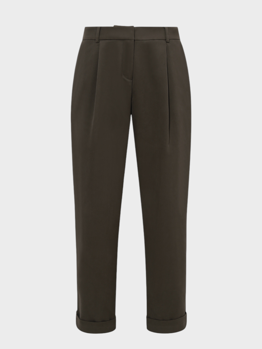 Önü Pileli Duble Paçalı Salaş Kesim Pantolon - Haki