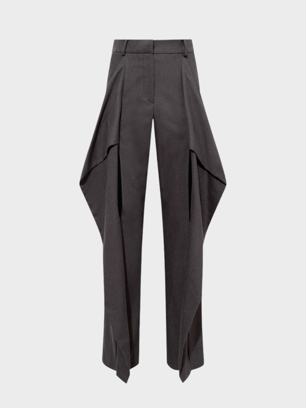 Önü Yırtmaç Detaylı Tasarım Pantolon - Füme